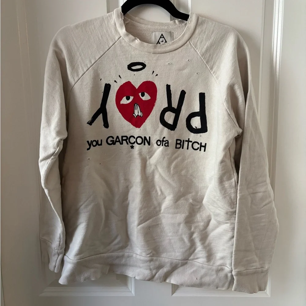 UNIF Cream Sweatshirt with Black Logo - Picture 1 of 6